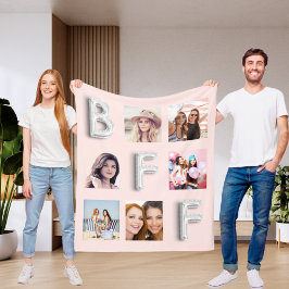 Cobertor De Velo Colagem de fotos prateadas rosa douradas do amigo