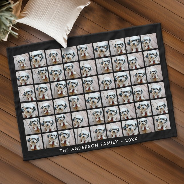 Cobertor De Velo Colagem de Fotos Quadrada 54 com Texto Simples (Custom Fleece Blanket - Add Photos and Text)