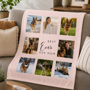 Cobertor De Velo Colagem de fotos rosa blush Mãe mãe cachorro GSD