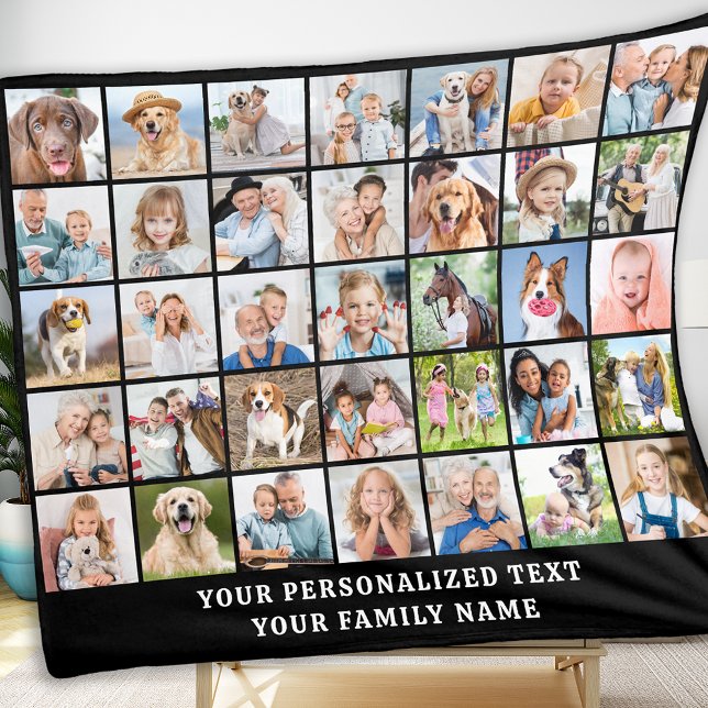 Cobertor De Velo Colagem de Fotos Simples 35 Imagens Preta Personal (Criador carregado)