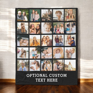 Cobertor De Velo Colagem de Fotos Simples Preta 20 Imagem Personali