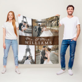 Cobertor De Velo Colagem de Fotos Sr. & Sra. Newlyweed Monogramk Da