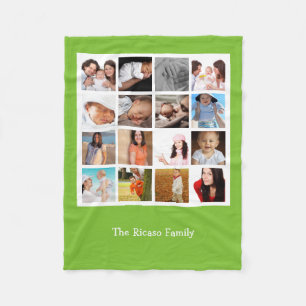 Cobertor De Velo Colagem de Fotos Verde Brilhante Personalizada