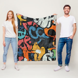 Cobertor De Velo Colagem de Grafite Urbana com Cores Intensas Pint