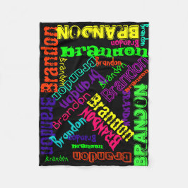 Cobertor De Velo Colagem de nome neon colorido colorido branco pret