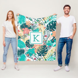 Cobertor De Velo Colagem do padrão das folhas tropicais