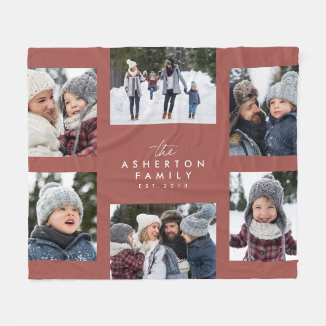 Cobertor De Velo Colagem familiar 6 fotografia simples do terracota (Frente (Horizontal))