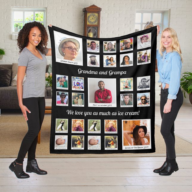 Cobertor De Velo Colagem Fotográfica De Avós Para Vovô (Criador carregado)