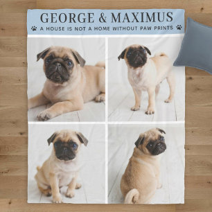 Cobertor De Velo Colagem Fotográfica do Nome Personalizado do Cão