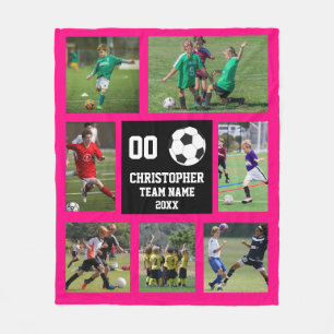 Cobertor De Velo Colagem Fotográfica Fuchsia do Futebol 7