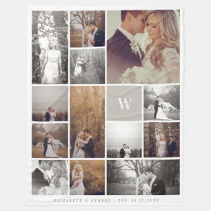 Cobertor De Velo Colagem minimalista da foto do monograma moderno