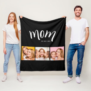 Cobertor De Velo Colagem Personalizada de 3 Fotos da Mãe e Crianças