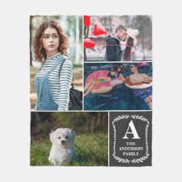 Cobertor De Velo Colagem personalizada de 4 fotos Monogrammed &