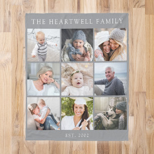 Cobertor De Velo Colagem Personalizada de 9 Fotos Família Cinza
