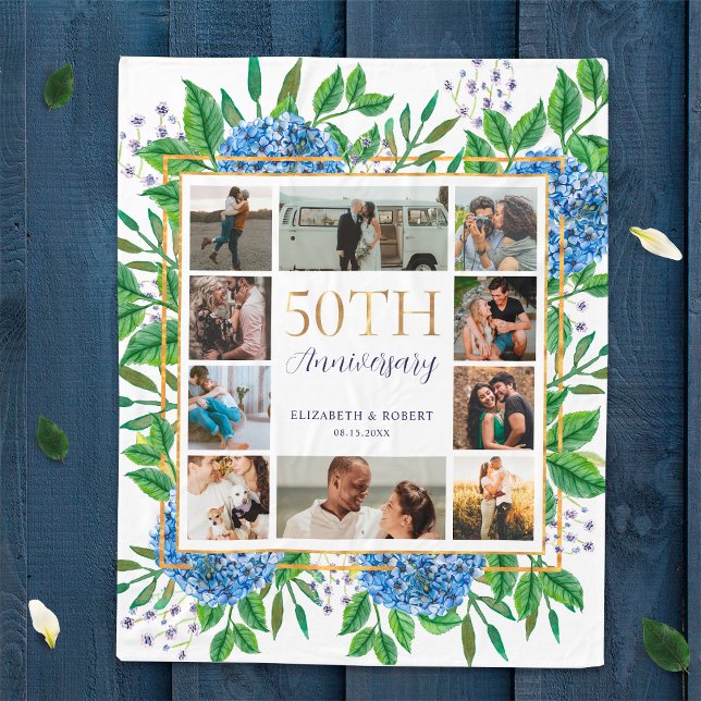 Cobertor De Velo Colagem Personalizada de Fotos do 50º Aniversário  (Criador carregado)