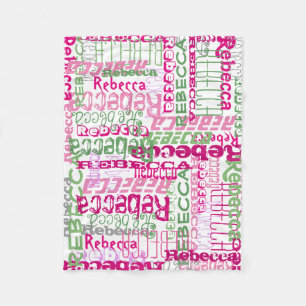 Cobertor De Velo Colagem personalizada de nome rosa/verde personali