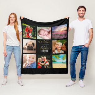 Cobertor De Velo Colar de 8 Fotos Super Mãe Legal Personalizado