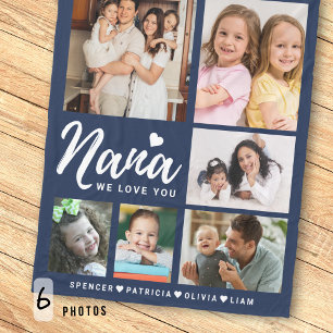 Cobertor De Velo Colar de Fotos Azul Nós Amamos Você Nana Netos 6