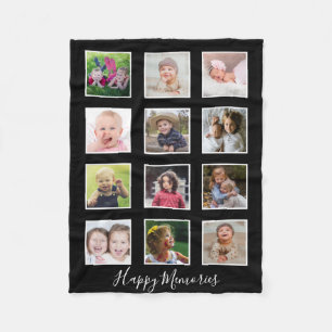 Cobertor De Velo Colar de Fotos Personalizado de 12 Fotos da Famíli