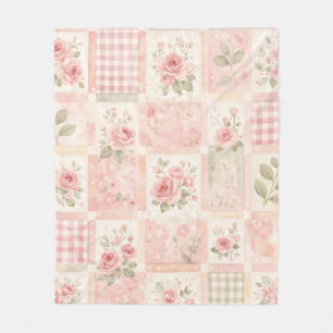 Cobertor De Velo Colcha Cor-de-Rosa Patchwork Floral Pastel Vintage