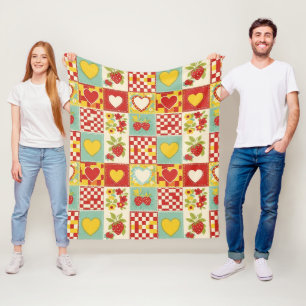 Cobertor De Velo Colcha de Patchwork de Morango para Piquenique (2)