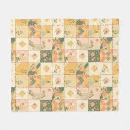 Cobertor De Velo Colcha de Remendo de Pêssego Amarelo Gingham Cotta
