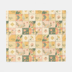 Cobertor De Velo Colcha de Remendo de Pêssego Amarelo Gingham Cotta