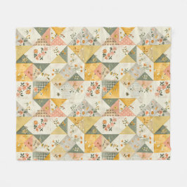 Cobertor De Velo Colcha de Remendo de Pêssego Amarelo Gingham Cotta