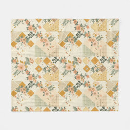 Cobertor De Velo Colcha de Remendo de Pêssego Amarelo Gingham Cotta