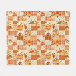 Cobertor De Velo Colcha Xadrez Remendos Laranja Floral Cottagecore