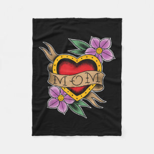 Cobertor De Velo Cole Mãe Coração E Flores Antiga Tatuagem Escolar