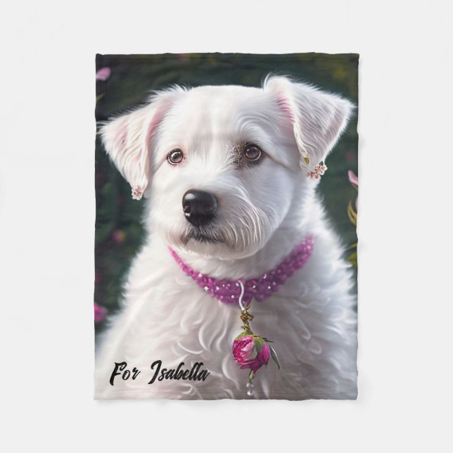 Cobertor De Velo Coleção De Cães E Rosa (Frente)