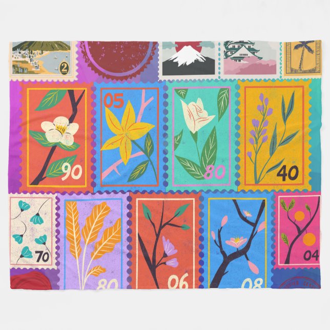 Cobertor De Velo Coleção de Carimbos Aleatórios Falso Masterícula (Frente (Horizontal))