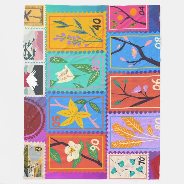 Cobertor De Velo Coleção de Carimbos Aleatórios Falso Masterícula (Frente)