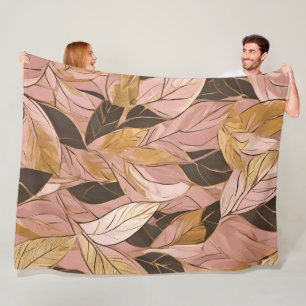 Cobertor De Velo Coleção de Folhas Douradas de Boho Cor-de-Rosa Pop
