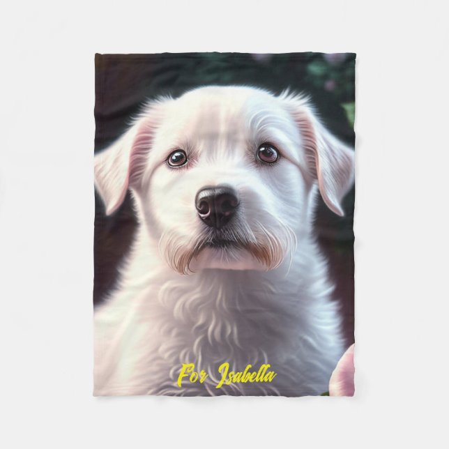 Cobertor De Velo Coleção De rosas E Cães Pequenos (Frente)