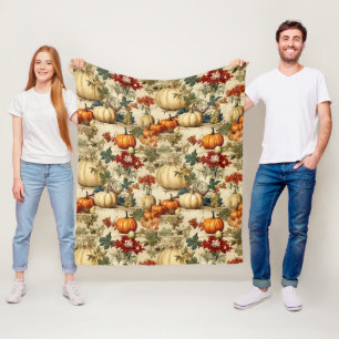 Cobertor De Velo Colheita Floral de Abóbora de Ação de Graças Vinta