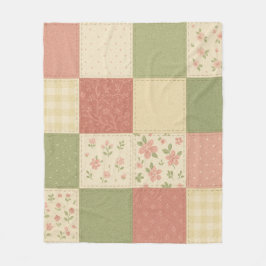 Cobertor De Velo Colheita Verde Cor-de-rosa Inclinar Floral Farmhou