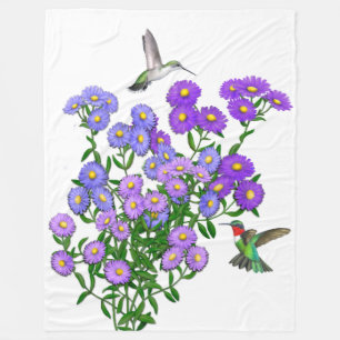 Cobertor De Velo Colibris na cobertura roxa do velo das flores