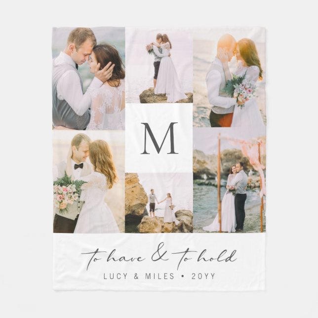 Cobertor De Velo Collage Photo Wedding Fleece Blanket (Frente)