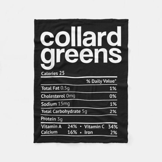 Cobertor De Velo Collard Greens Nutrition Facts Funny Thanksgiving  (Frente)