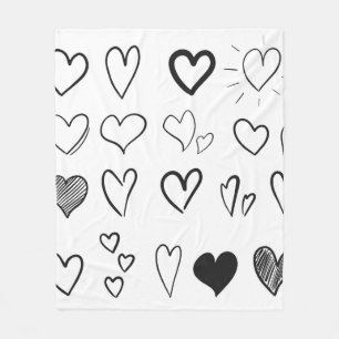 Cobertor De Velo Collection of hand drawn hearts isolated on white 