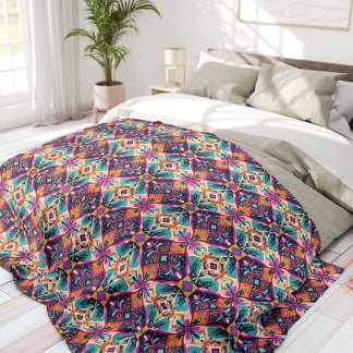 Cobertor De Velo Colorful Abstract Geometric Bohemian