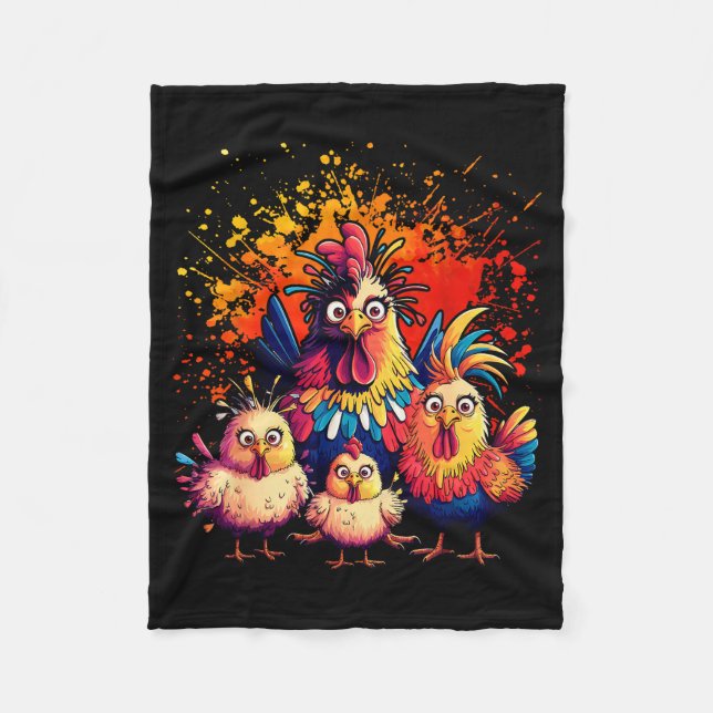 Cobertor De Velo Colorful Funny Chicken Art  (Frente)