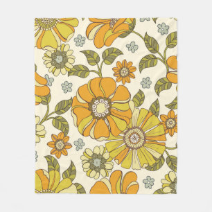 Cobertor De Velo Colorful Large Scale Hand-Drawn Floral vintage Sea