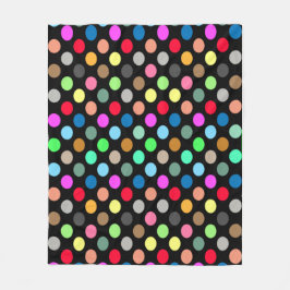 Cobertor De Velo Colorful Polka Dots on Black Background - Seamless