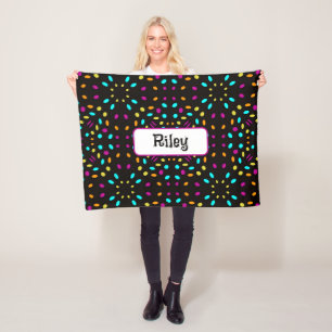 Cobertor De Velo Colorful retro dots 80s inspired black