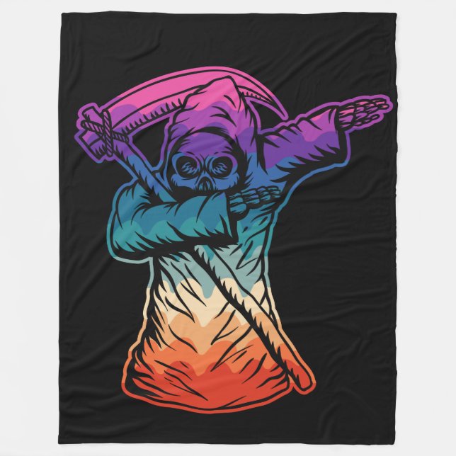 Cobertor De Velo Colorida Dabbing Grim Reaper (Frente)