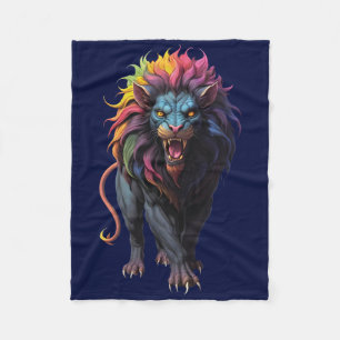 Cobertor De Velo Colorida Fantasy Art a Lion