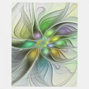 Cobertor De Velo Colorida Fantasy Flor Moderno Abstrato Fractal